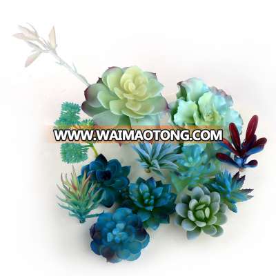 DIY Blue colorful Flocking artificial flower heads Artificial succulent