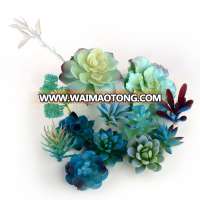 DIY Blue colorful Flocking artificial flower heads Artificial succulent