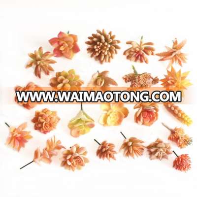 DIY Yellow colorful Flocking artificial flower heads Artificial succulent