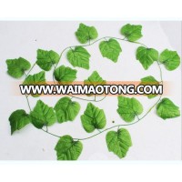 Artificial green 20pcs grape leaves 2.3 vines for wall hanging decoration