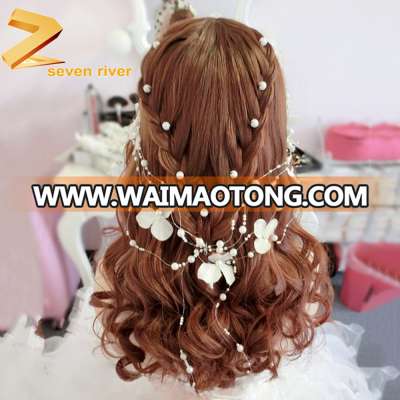 Fashion bride flower fabric flower wedding decoration pearl hair band hair accessories