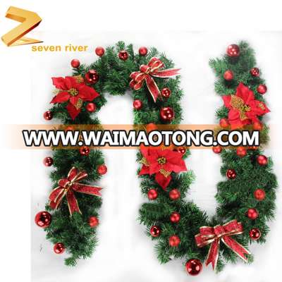 Factory artificial christmas garland christmas wreath for door green hanging decorations