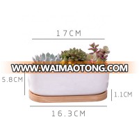 White long square and round ceramic mini fleshy plant flower pot