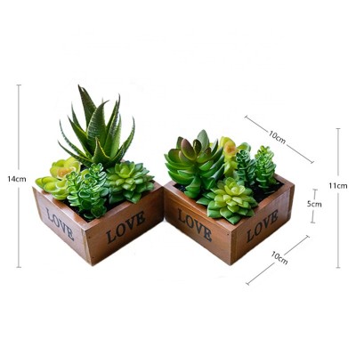 Love wood basin plant succulent bonsai Desktop creative green flowers artificial succulent plant